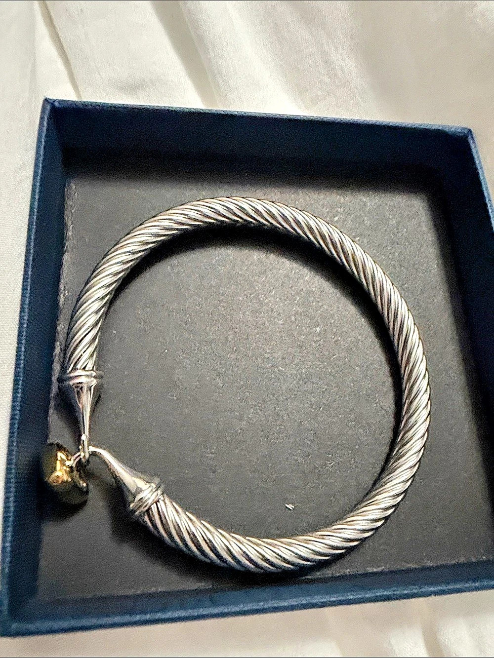 Classic Cables Heart Bracelet in Sterling Silver with 18K